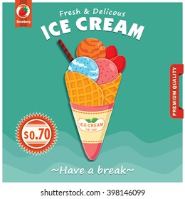 Vintage Ice Cream poster design