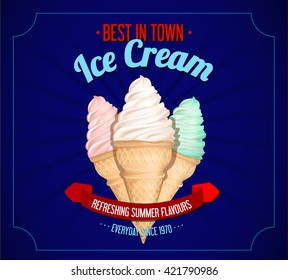 Vintage ice cream poster design. Retro design for marketing.