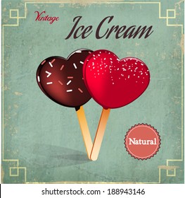 Vintage Ice Cream Poster. Vector illustration.