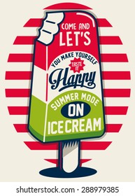 Vintage Ice Cream Poster. Vector illustration