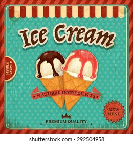 Vintage ice cream poster - vector background