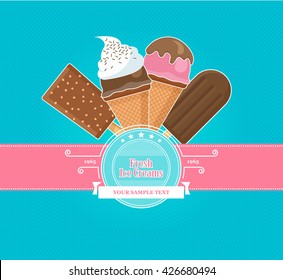 Vintage Ice Cream Poster. Vector illustration.