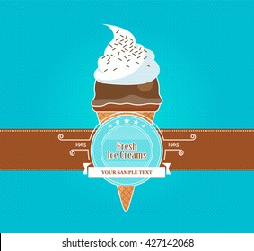 Vintage Ice Cream Poster. Vector illustration.