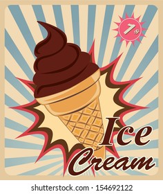 Vintage ice cream poster.Vector 