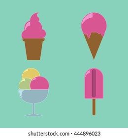 Vintage ice cream set - Vector icon