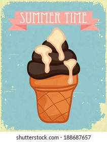 Vintage ice cream summer poster