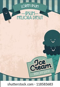 vintage ice cream template vector/illustration