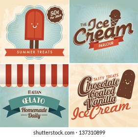 vintage ice cream templates vector/illustration