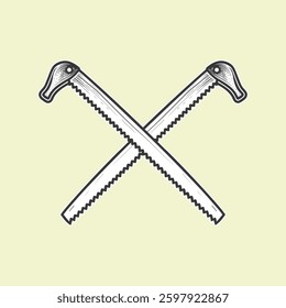 Vintage ice cutter saw black and white design