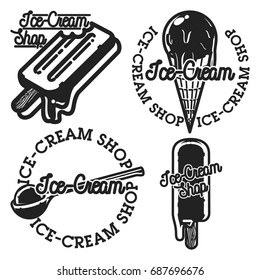 Vintage ice-cream shop emblems