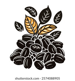 A vintage icon of coffee beans