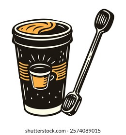 A vintage icon of a coffee stirrer