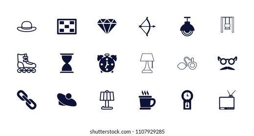 Vintage icon. collection of 18 vintage filled and outline icons such as diamond, mustache and glasses, photo, street lamp, chain. editable vintage icons for web and mobile.
