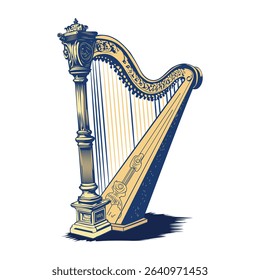 Vintage icon depicting a classic harp