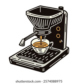 A vintage icon of an espresso machine
