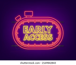 Vintage icon with red early access. Neon icon. Vector icon isolated template