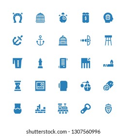 vintage icon set. Collection of 25 filled vintage icons included Monaco, Bottle opener, Railroad, Tetris, Vase, Cinnamon roll, Perfume, Boxing gloves, Picture, Hourglass, Indian