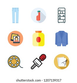 vintage icon set. vector set about papers, bookshelf, microphone and picture icons set.