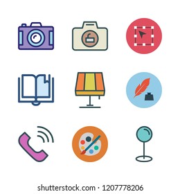 vintage icon set. vector set about lamp, pin, vector and telephone icons set.