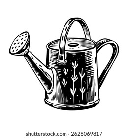 A vintage icon showing classic metal watering can