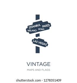 vintage icon vector on white background, vintage trendy filled icons from Maps and Flags collection, vintage vector illustration