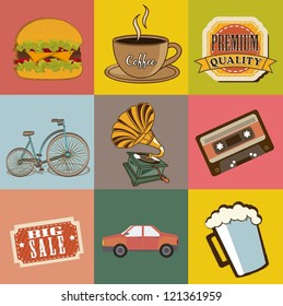 vintage icons over vintage background. vector illustration