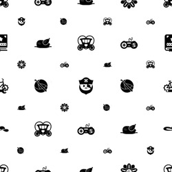 Vintage Icons Pattern Seamless. Included Editable Filled Brougham, Pirate, Floral Design, Chicken, Crochet, Joystick, Bike Repair Service Icons. Vintage Icons For Web And Mobile.