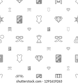 vintage icons pattern seamless white background. Included editable line corset, hourglass, swing, abacus, mustache and glasses, diamond icons. vintage icons for web and mobile.