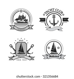 Vintage icons yachts and sailboats