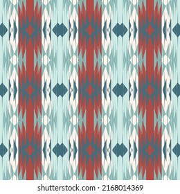 Vintage Ikat geometric ethnic pattern traditional on blue background.red and white tone.Aztec style embroidery abstract vector illustration.design for texture,fabric,clothing,wrapping,decorating,print