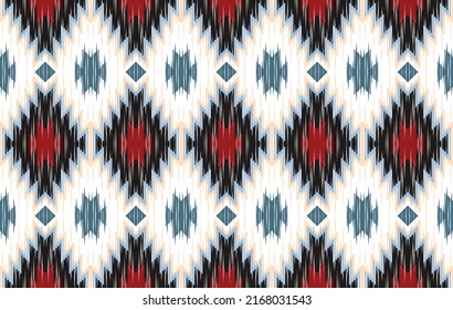 Vintage Ikat geometric ethnic pattern traditional background. Aztec style embroidery abstract vector illustration.design for texture,fabric,clothing,wrapping,decorating,print