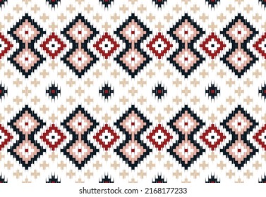 Vintage Ikat patrón geométrico étnico tradicional fondo. Ilustración vectorial abstracta de estilo azteca.diseño para textura, tela, ropa, envoltura, decoración, impresión