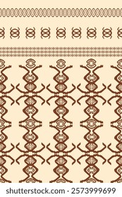 Vintage Ikat seamless pattern. Embroidery on fabric geometric ethnic oriental tribal textile art print beautiful background design for wallpaper, fabric, clothing, texture, carpet, batik. 