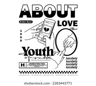  Vintage illustration of about love vector t shirt design, vector graphic, typographic poster or tshirts street wear and Urban style