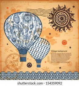 Vintage Illustration with air balloons
