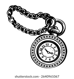 A vintage illustration of ancient clock necklace