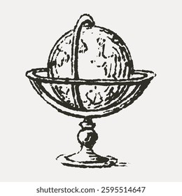 Vintage illustration of an armillary sphere. Antique globe design, armillary sphere with intricate details. Classic armillary sphere drawing, historical and elegant. Vintage illustration, vector.