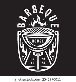 Vintage illustration of barbecue grill for logo and patch needs