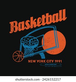 Vintage illustration of basketball t shirt design, vector graphic, typographic poster or tshirts street wear and Urban style