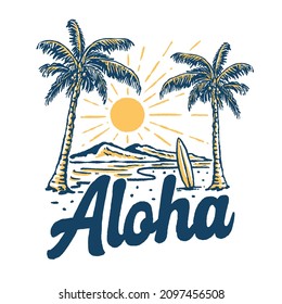 a vintage illustration of beach scenery