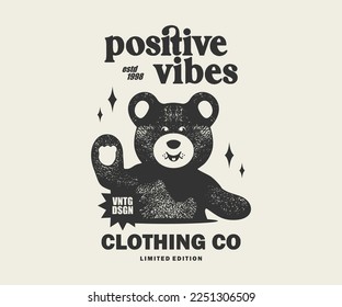  Vintage illustration illustration of bear t shirt design with pixel style, vector graphic, typographic poster or tshirts street wear and Urban style