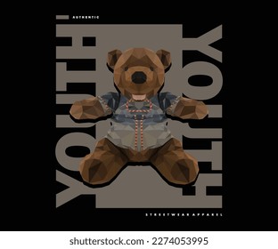 Vintage illustration illustration of bear t shirt design with pixel style, vector graphic, typographic poster or tshirts street wear and Urban style