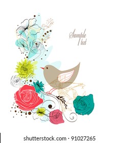  Vintage illustration with bird