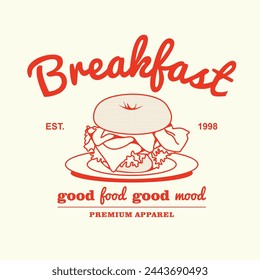 Ilustración vintage de diseño de camiseta vectorial de desayuno, gráfico vectorial, póster tipográfico o camisetas ropa de calle y estilo urbano