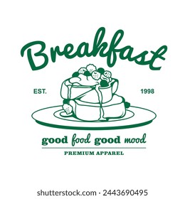 Vintage illustration of breakfast vector t shirt design, vector graphic, typographic poster or tshirts street wear and Urban style