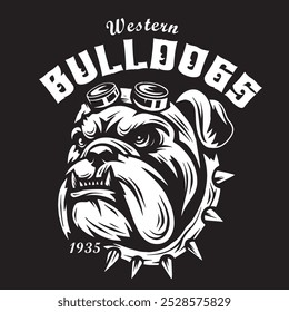 Vintage illustration of a bulldog head for patch and logo purposes