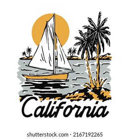 A vintage illustration of California beach