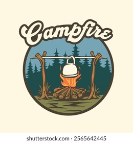 Vintage illustration of campfire vector