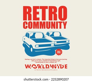  Vintage illustration of car t shirt design, vector graphic, typographic poster or tshirts street wear and Urban style