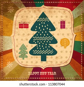 Vintage illustration with Christmas tree